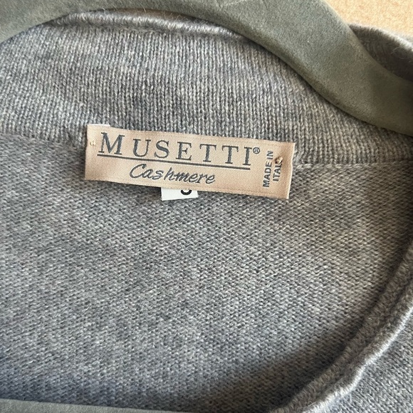 Maglificio Musetti GrayMade in Italy Cashmere Silk Wool Blend Cardigan in 5 or L - Picture 3 of 16
